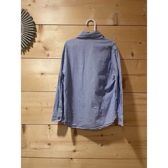 Just Ducky Boys Blue & White Gingham Button Up Sz 6 - Picture 2 of 4